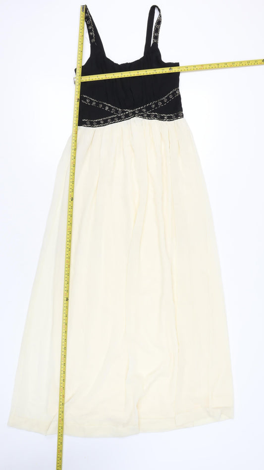 New Look Women’s Black & Ivory Maxi Dress Size 8 Sleeveless