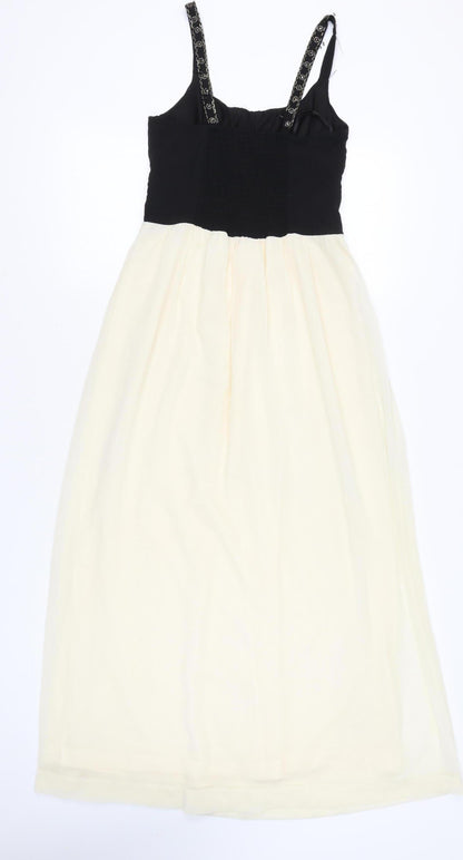 New Look Women’s Black & Ivory Maxi Dress Size 8 Sleeveless