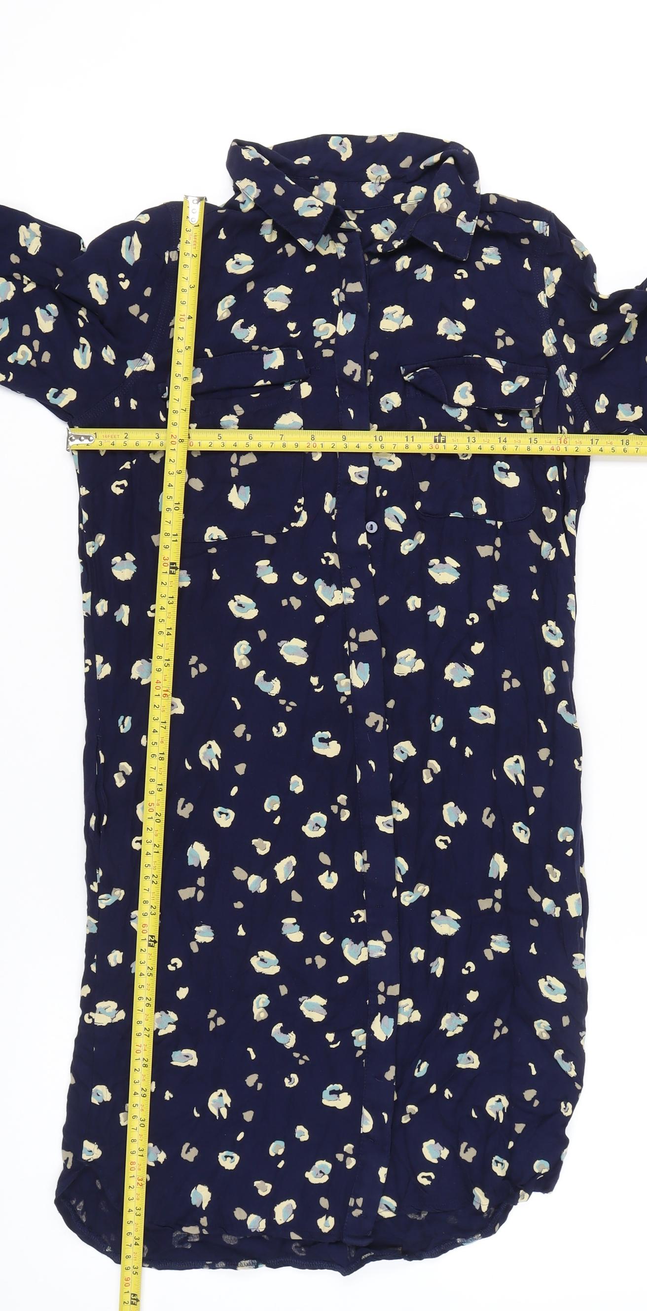 Next Women’s Blue Animal Print Shirt Dress Size 8 Viscose Casual