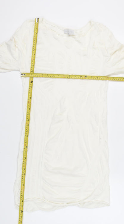 Evelin Brandt Women’s Ivory Sheath Dress Size 12 Knee Length 3/4 Sleeve
