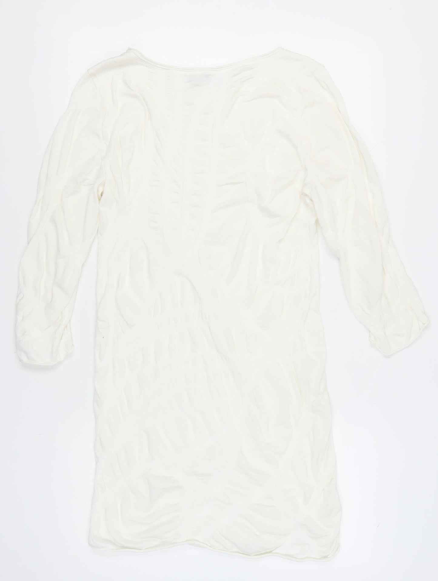 Evelin Brandt Women’s Ivory Sheath Dress Size 12 Knee Length 3/4 Sleeve