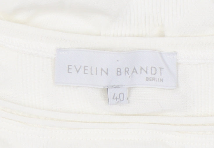 Evelin Brandt Women’s Ivory Sheath Dress Size 12 Knee Length 3/4 Sleeve