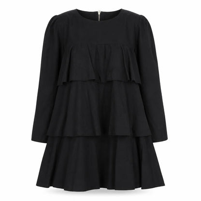Boohoo Women’s Black Knee Length Trapeze Dress Size 10 Long Sleeve