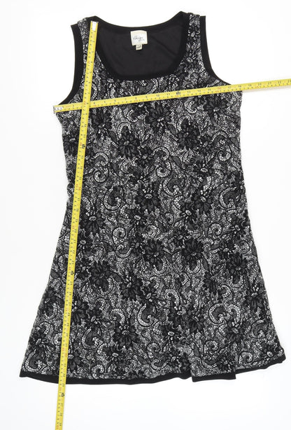 Beige by eci Women’s Black Lace Floral A-Line Dress Size 14
