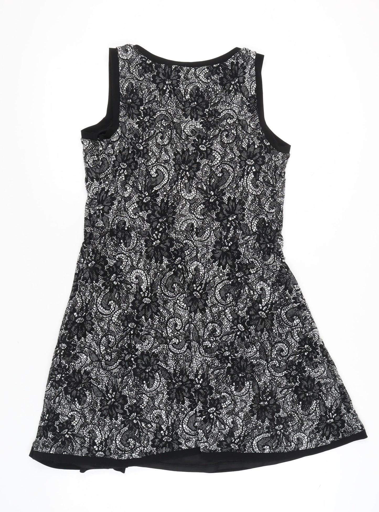 Beige by eci Women’s Black Lace Floral A-Line Dress Size 14