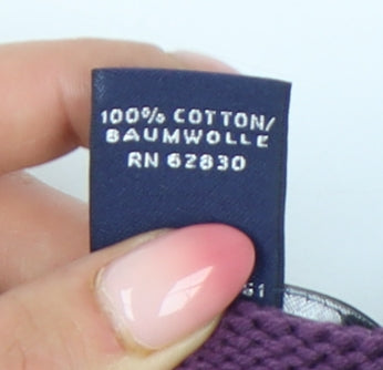 Lands' End Men's Purple Cotton Crew Neck Jumper L Regular