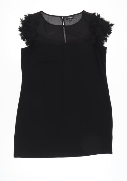 Warehouse Women's Black Size 16 Shift Dress Puff Sleeve Party