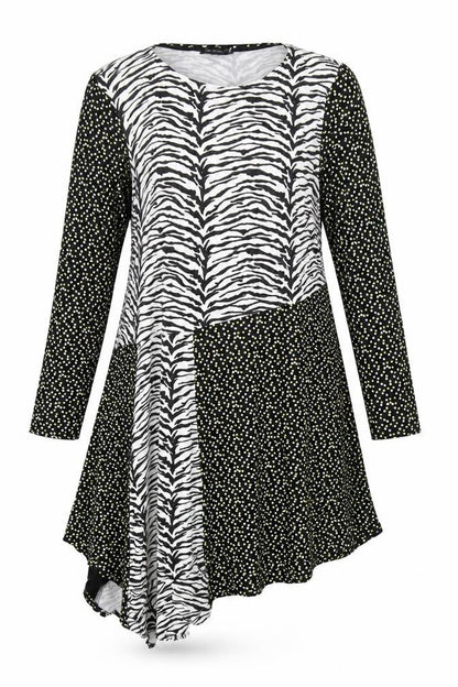 Simply Be Women’s Black Zebra Polka Dot Asymmetric Midi Dress UK 16