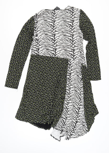 Simply Be Women’s Black Zebra Polka Dot Asymmetric Midi Dress UK 16