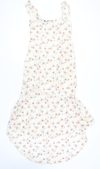 PrettyLittleThing Women’s Ivory Floral Mermaid Hi-Low Dress UK 12