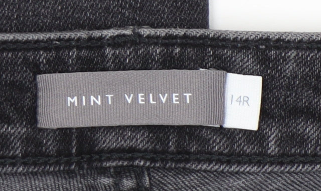 Mint Velvet Women’s Black High Rise Straight Jeans Size 14 with Stripe