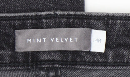 Mint Velvet Women’s Black High Rise Straight Jeans Size 14 with Stripe
