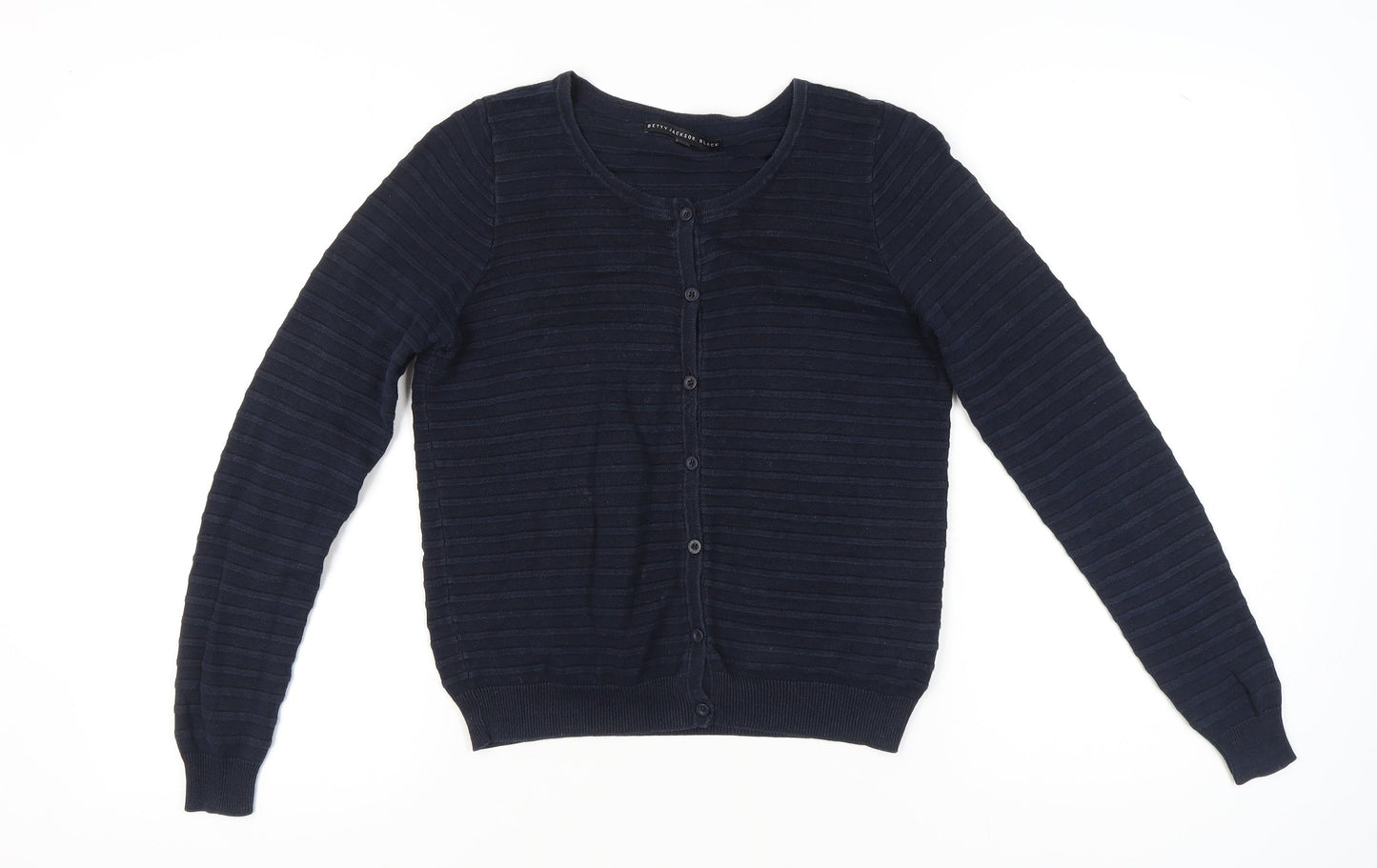 Betty Jackson Black Women's Blue Size 10 Scoop Neck Cardigan