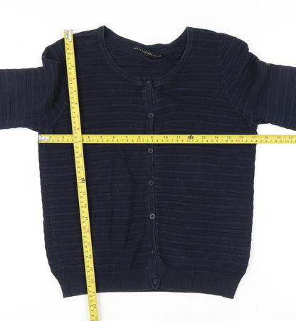 Betty Jackson Black Women's Blue Size 10 Scoop Neck Cardigan