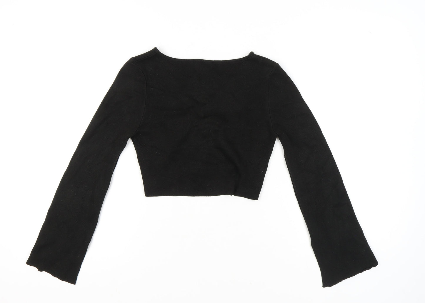 ASOS Design Womens Petite Black Size 12 V-Neck Ruched Jumper