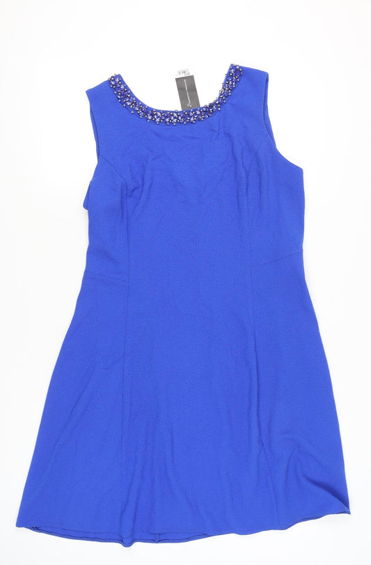 Dorothy Perkins Women’s Blue Knee Length A-Line Dress Size 20 Beaded
