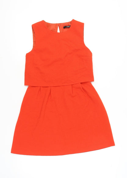 Oasis Women's Orange Size 8 A-Line Sleeveless Short Dress