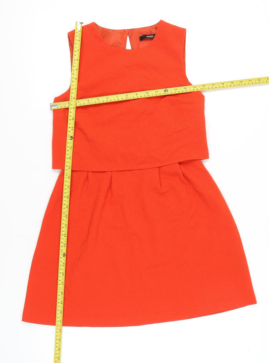Oasis Women's Orange Size 8 A-Line Sleeveless Short Dress
