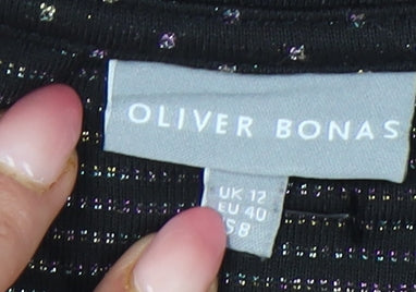Womens UK Size 12 Oliver Bonas Black Basic T-Shirt