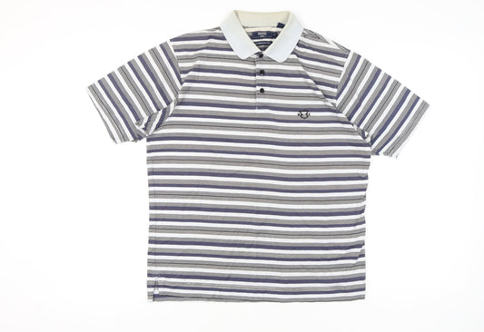 Maine New England Men’s Multicoloured Striped Polo Shirt Size S Cotton Golf