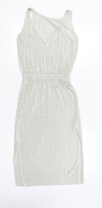 Next Petite Women’s Silver One Shoulder Sheath Dress Size 8 Knee Length