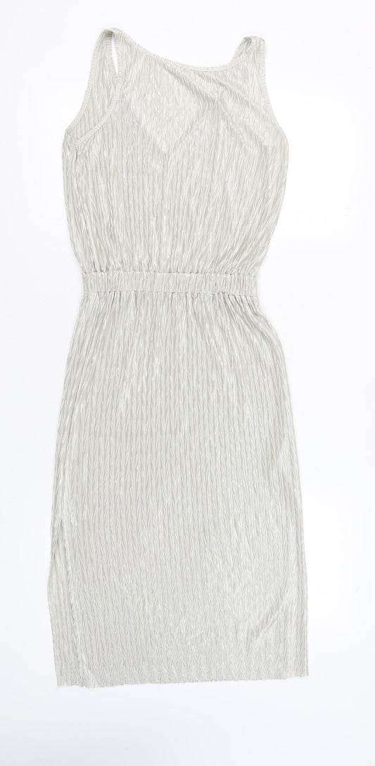 Next Petite Women’s Silver One Shoulder Sheath Dress Size 8 Knee Length