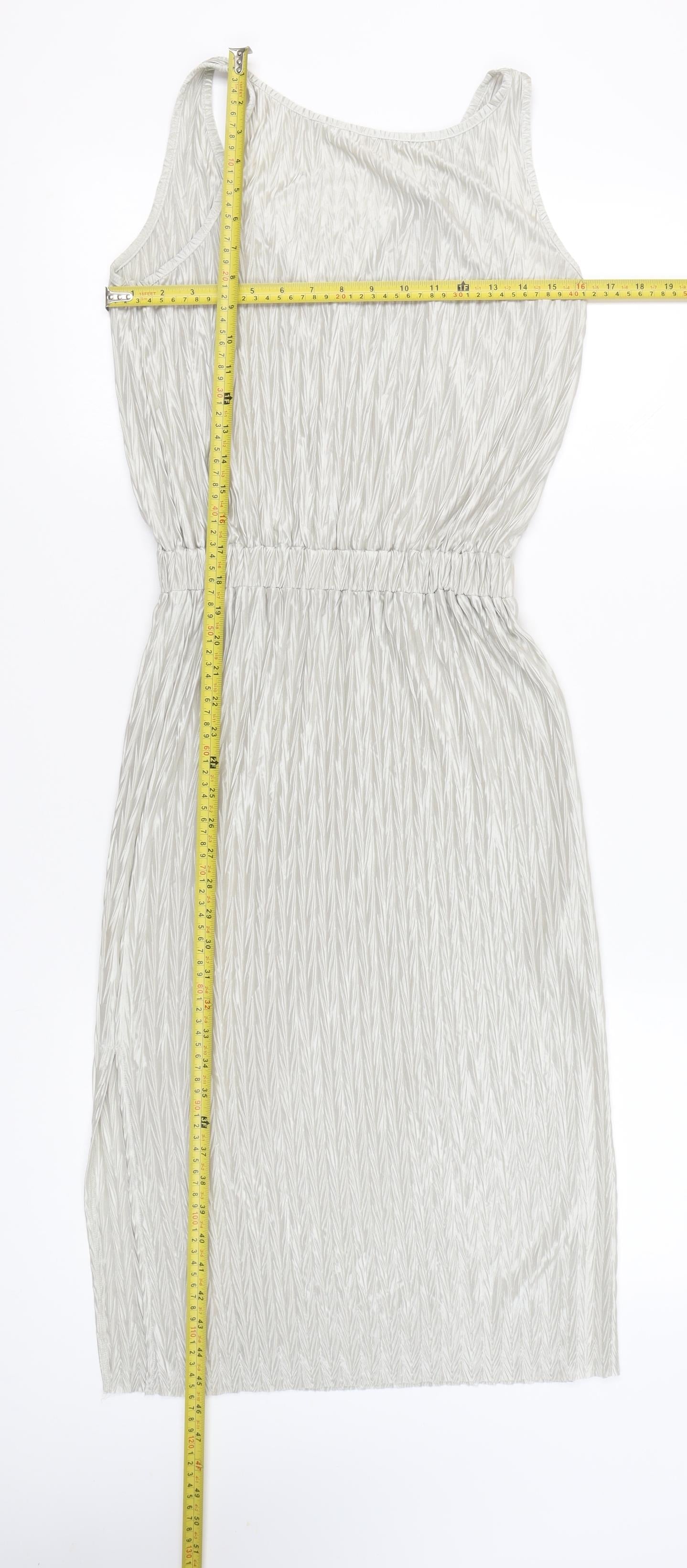 Next Petite Women’s Silver One Shoulder Sheath Dress Size 8 Knee Length