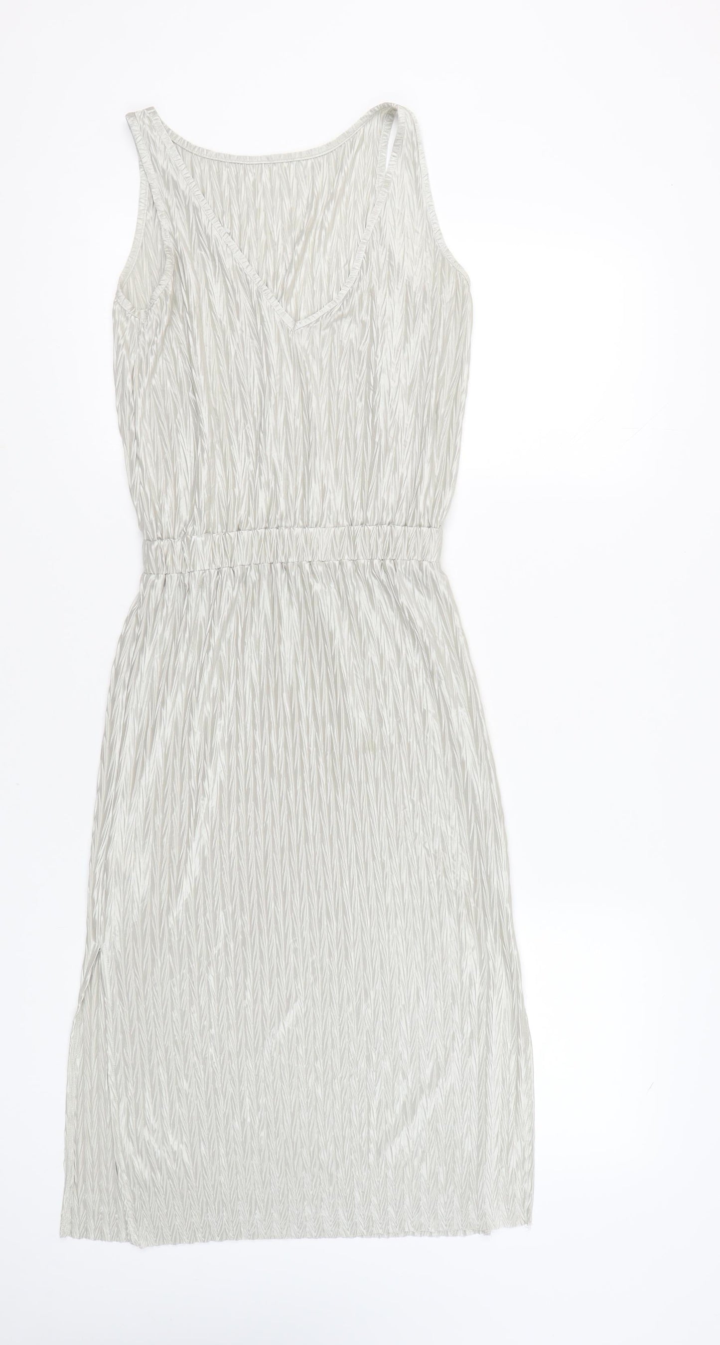 Next Petite Women’s Silver One Shoulder Sheath Dress Size 8 Knee Length