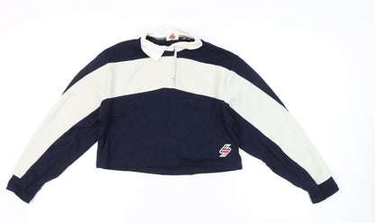 Superdry Women’s Blue Colourblock Collared Pullover Sweatshirt UK 8