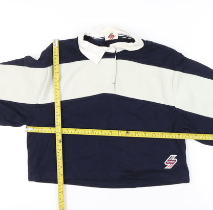 Superdry Women’s Blue Colourblock Collared Pullover Sweatshirt UK 8