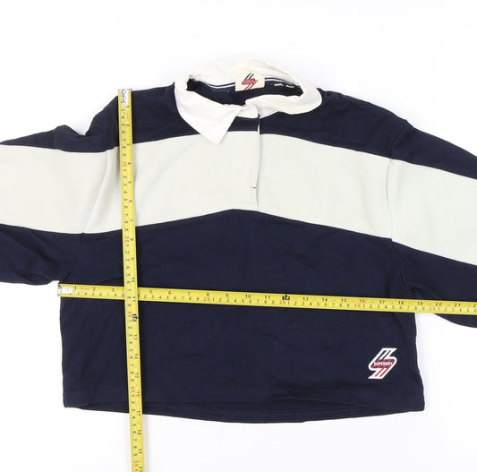 Superdry Women’s Blue Colourblock Collared Pullover Sweatshirt UK 8