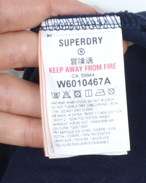 Superdry Women’s Blue Colourblock Collared Pullover Sweatshirt UK 8