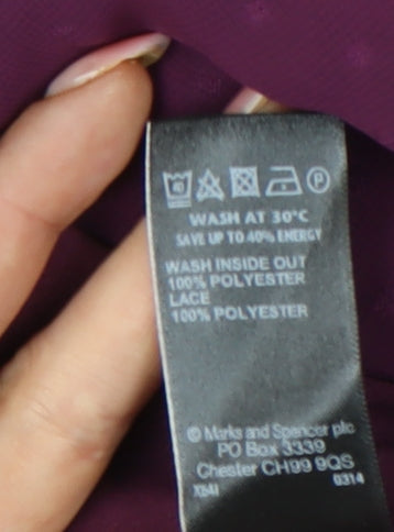 Marks and Spencer Women Purple Size 14 A-Line Lace Chiffon Dress