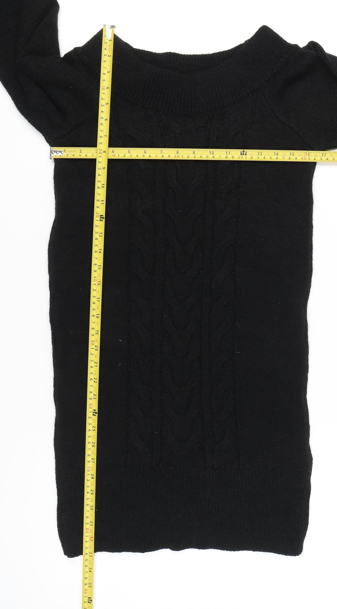 River Island Women's Black Knit Jumper Dress Size S Boat Neck