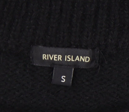 River Island Women's Black Knit Jumper Dress Size S Boat Neck