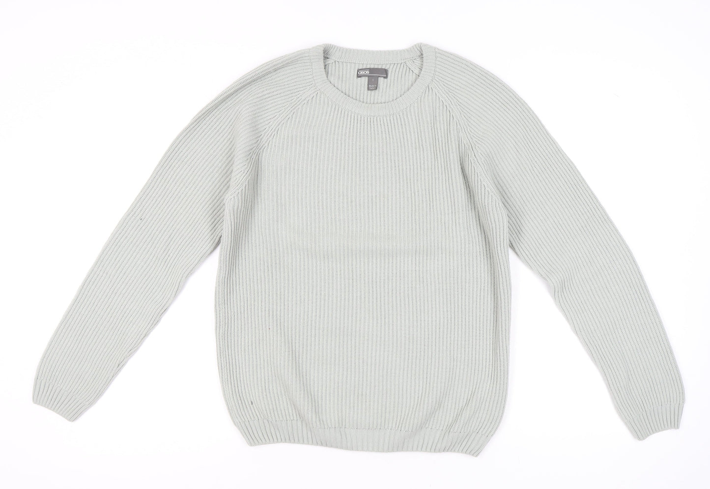 ASOS Men’s Grey Chunky-Knit Crew Neck Jumper Size S Regular Fit