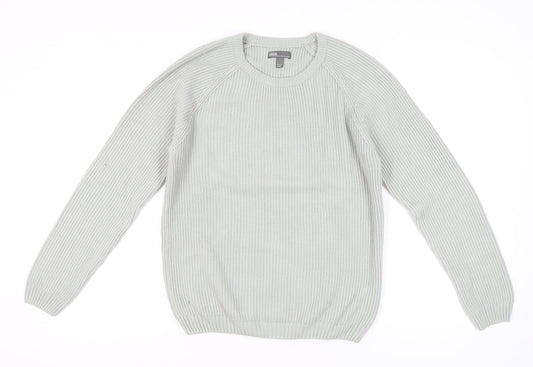 ASOS Men’s Grey Chunky-Knit Crew Neck Jumper Size S Regular Fit