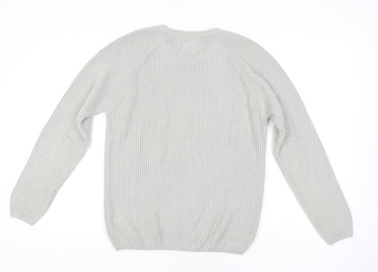 ASOS Men’s Grey Chunky-Knit Crew Neck Jumper Size S Regular Fit