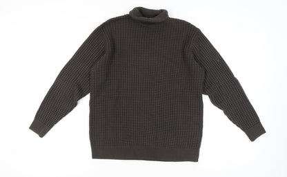 Pull&Bear Men's Brown Roll Neck Waffle Knit Jumper Size S