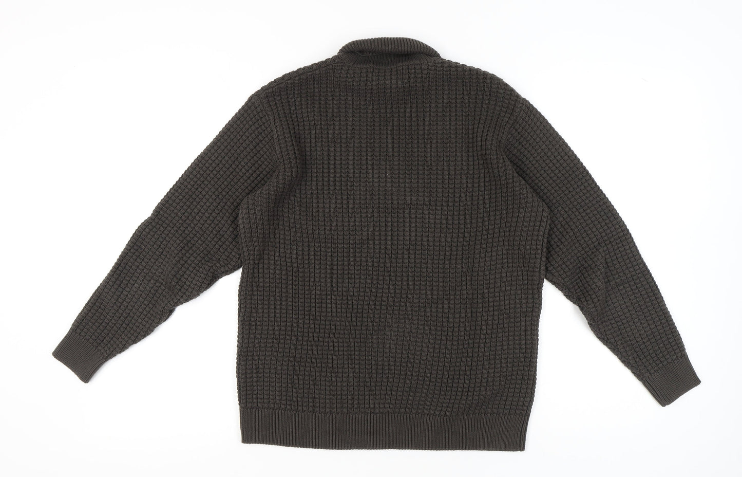 Pull&Bear Men's Brown Roll Neck Waffle Knit Jumper Size S