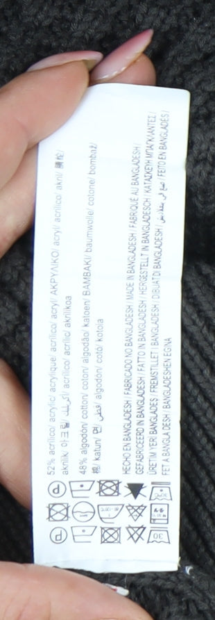 Pull&Bear Men's Brown Roll Neck Waffle Knit Jumper Size S