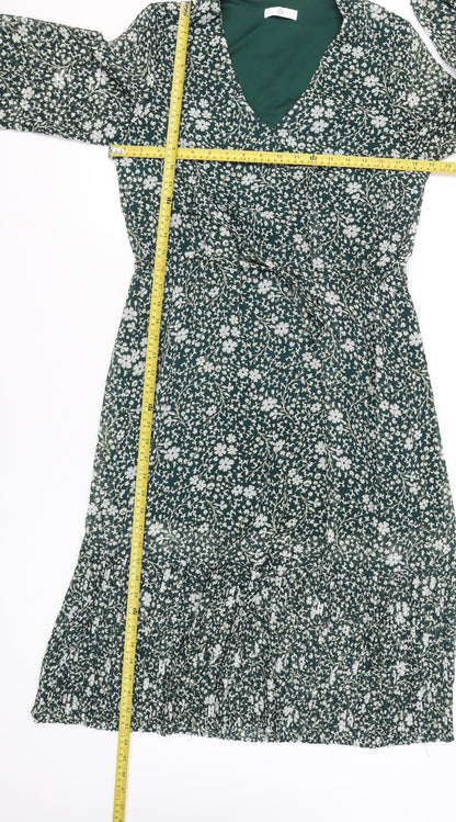 La Redoute Women’s Green Floral Midi Wrap Dress Size 10