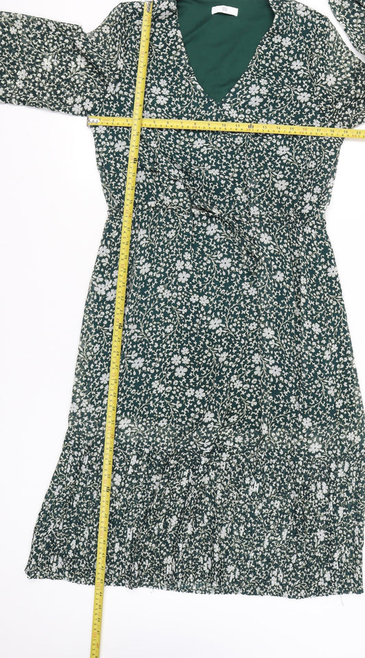 La Redoute Women’s Green Floral Midi Wrap Dress Size 10