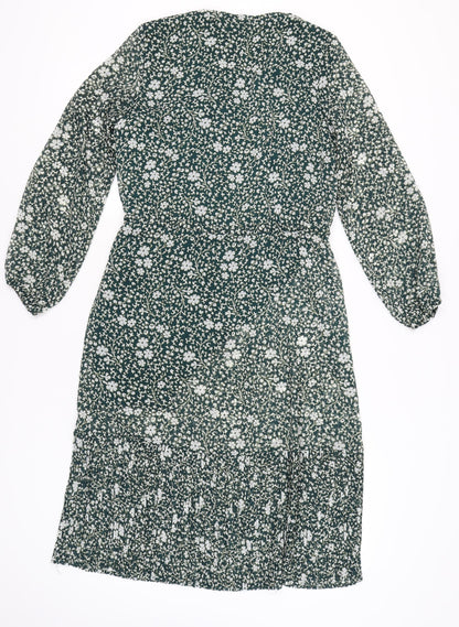 La Redoute Women’s Green Floral Midi Wrap Dress Size 10