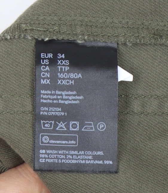 H&M Divided Women’s Green Mini Pinafore Dress Size 6 Adjustable Straps