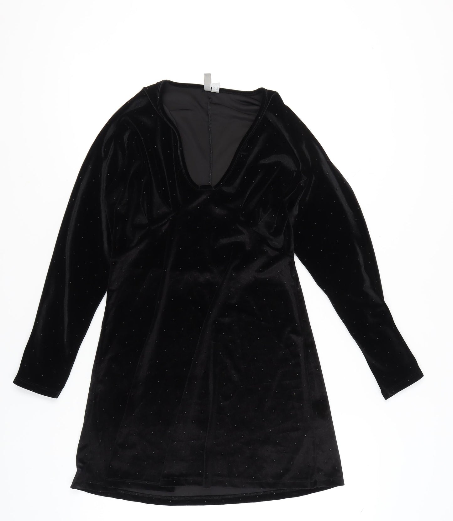 ASOS Women’s Black Velvet Bodycon Dress UK 10 Party Long Sleeve