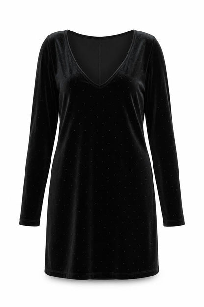 ASOS Women’s Black Velvet Bodycon Dress UK 10 Party Long Sleeve