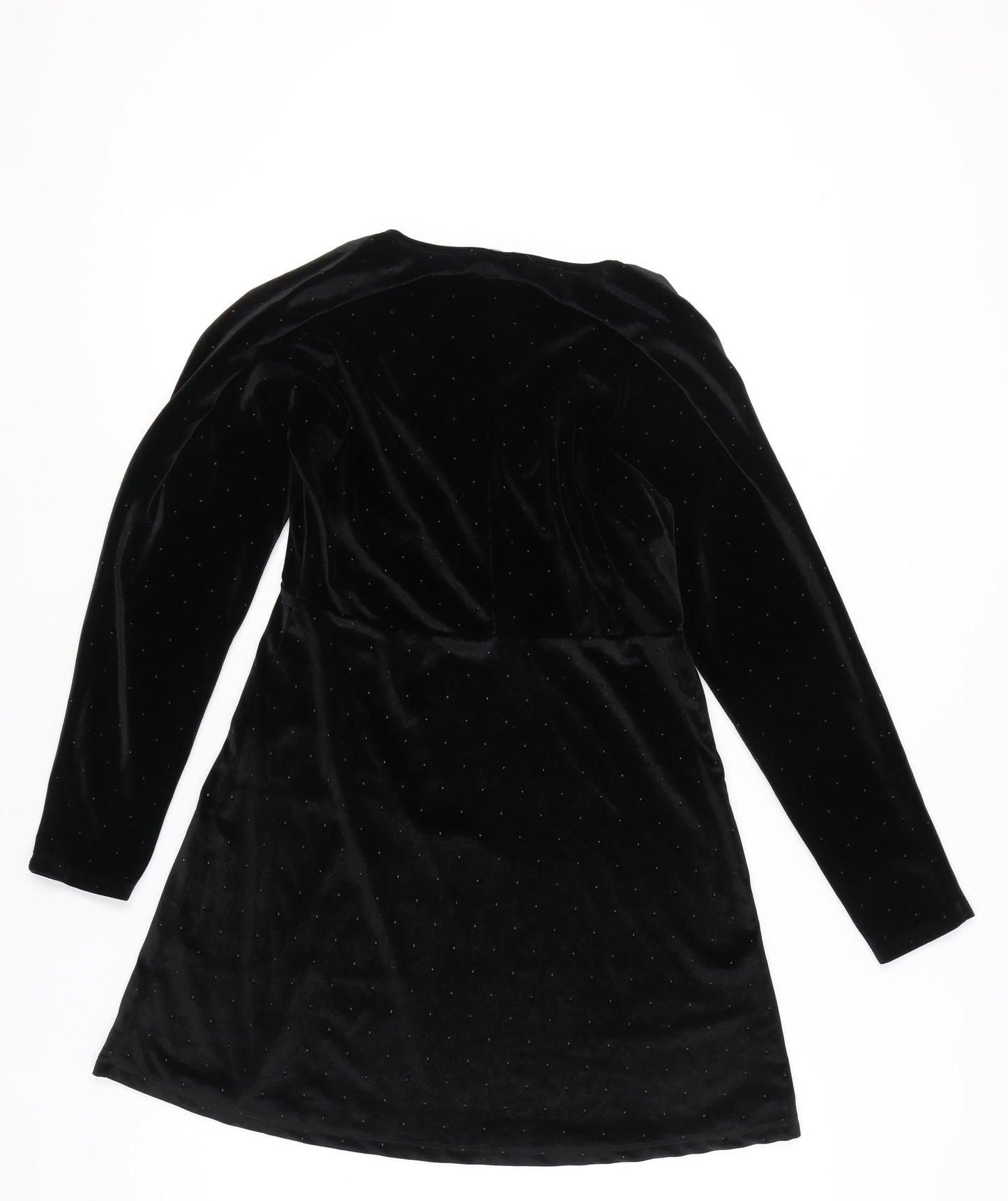 ASOS Women’s Black Velvet Bodycon Dress UK 10 Party Long Sleeve