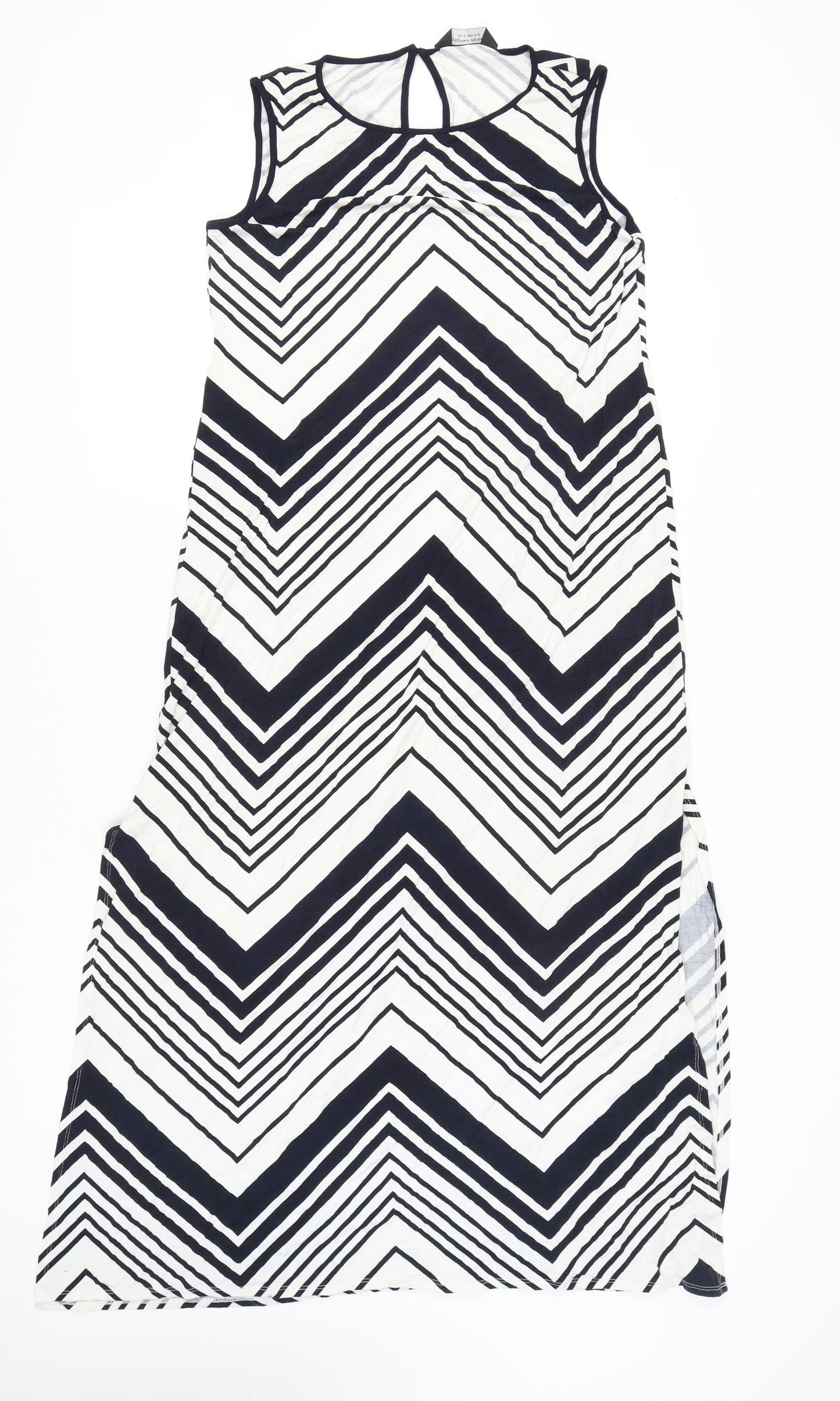 Dorothy Perkins Women’s Black Chevron Shift Dress Size 16 Long Summer