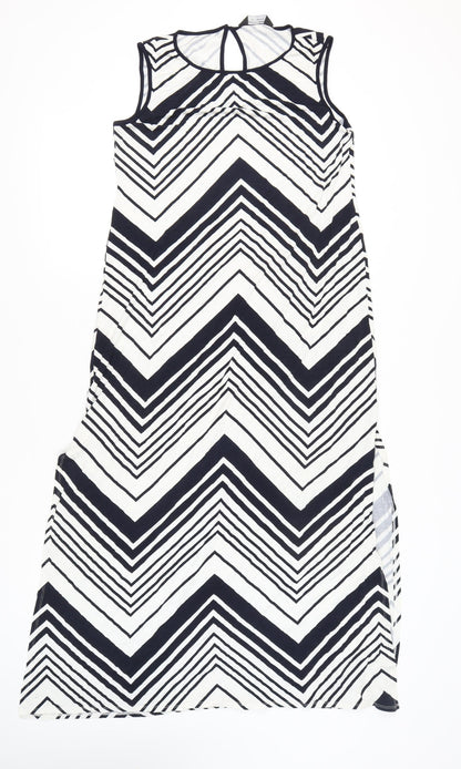 Dorothy Perkins Women’s Black Chevron Shift Dress Size 16 Long Summer